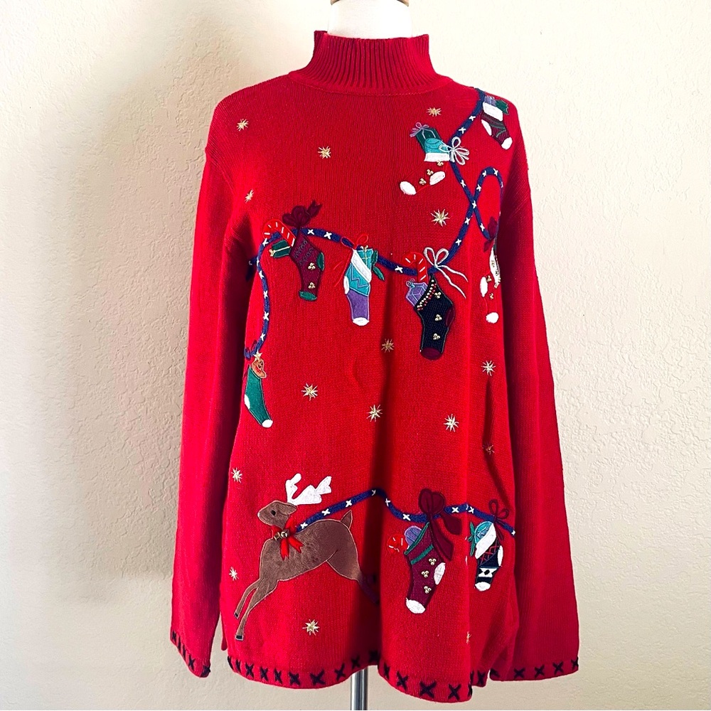 Vintage Basic Editions Holiday Christmas Red Sweater